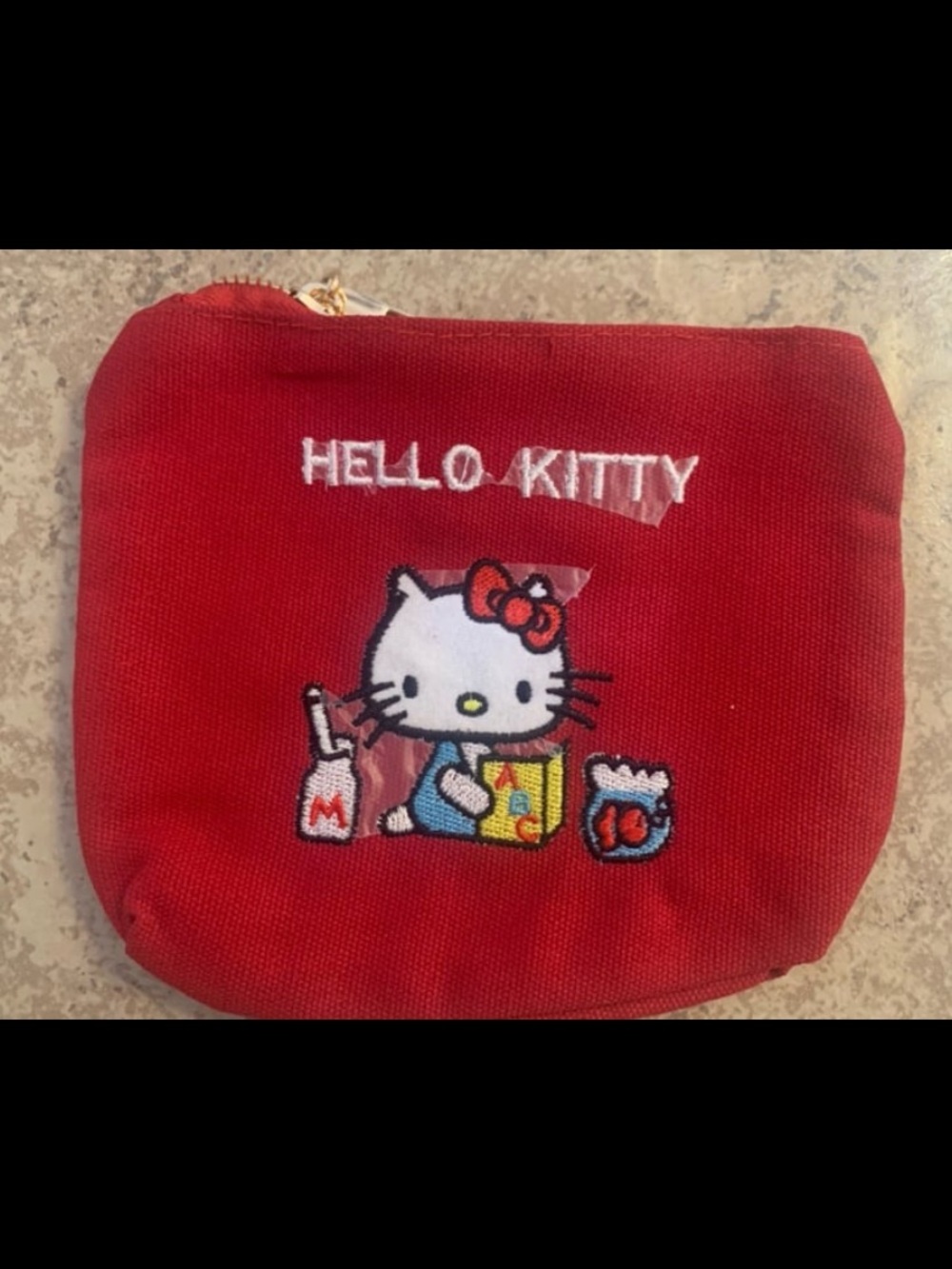 New! Official Sanrio “HELLO KITTY” Red Makeup Bag. Compact Zippered Pouch.